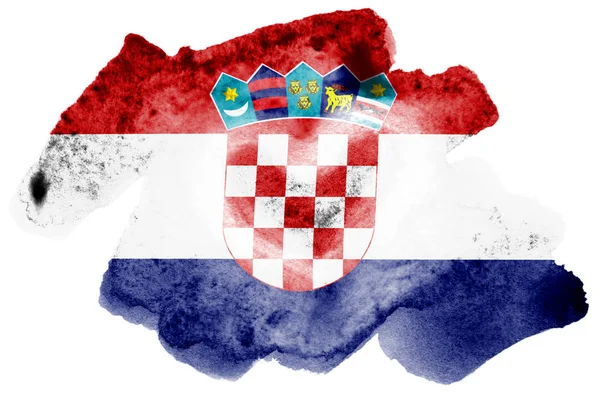 Bandera Croacia Representa Estilo Acuarela Líquido Aislado Sobre Fondo Blanco — Foto de Stock