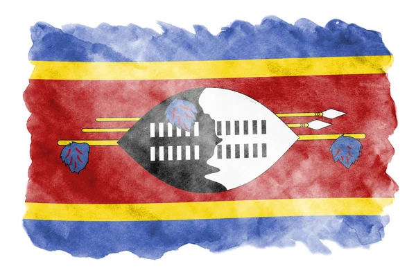Bandera Suazilandia Representa Estilo Acuarela Líquido Aislado Sobre Fondo Blanco —  Fotos de Stock