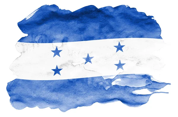 ホンジュラスの国旗は 白背景に分離された液体の水彩風に描かれています 国旗のイメージとシェーディングで不注意な塗料 独立記念日バナー — ストック写真