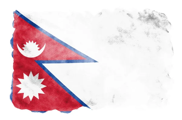 Bandera Nepal Representa Estilo Acuarela Líquida Aislada Sobre Fondo Blanco —  Fotos de Stock