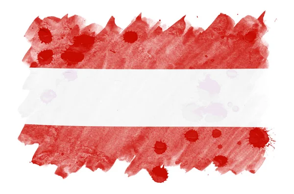 오스트리아 플래그는 바탕에 수채화 스타일에 국기의 이미지와 부주의 페인트 음영입니다 — 스톡 사진