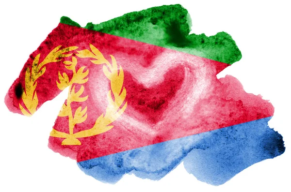 Eritrea Flag Depicted Liquid Watercolor Style Isolated White Background Careless — Stock Photo, Image