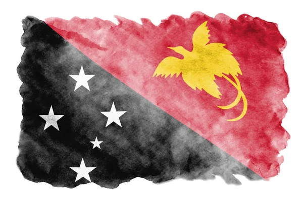 Bandera Papúa Nueva Guinea Representa Estilo Acuarela Líquida Aislada Sobre —  Fotos de Stock