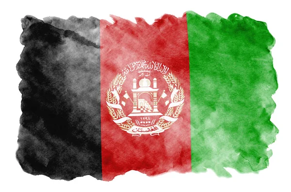Afghanistan Flagga Avbildad Flytande Akvarell Stil Isolerad Vit Bakgrund Slarvig — Stockfoto