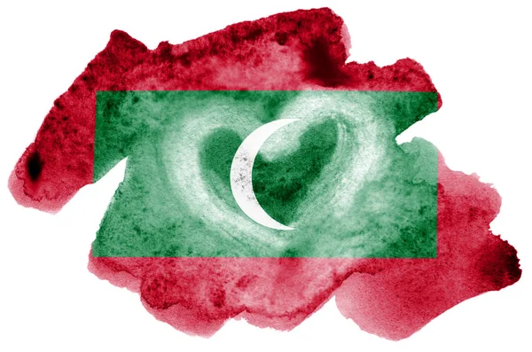 Vlajka Malediv Líčen Tekutý Akvarel Styl Izolovaných Bílém Pozadí Neopatrný — Stock fotografie