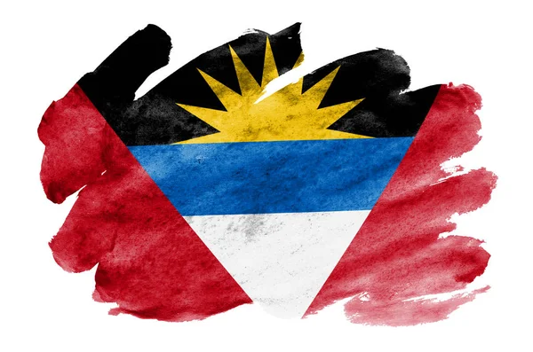 Bandera Antigua Barbuda Representa Estilo Acuarela Líquida Aislada Sobre Fondo —  Fotos de Stock