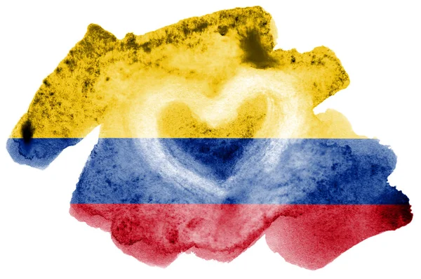 Bandera Colombia Representa Estilo Acuarela Líquida Aislada Sobre Fondo Blanco —  Fotos de Stock
