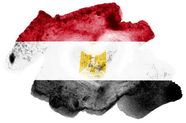 Die Ägyptische Flagge Ist Flüssigem Aquarellstil Isoliert Auf Weißem Hintergrund — Stockfoto