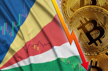Seyşeller bayrak ve eğilim ile birçok altın bitcoins düşen cryptocurrency
