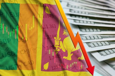 Sri Lanka bayrak ve bize düşen Doları pozisyon dolar faturaları bir fan ile grafik