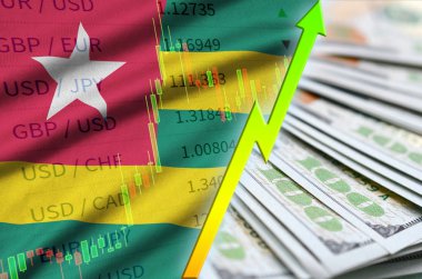 Togo bayrak ve bize para bir yelpaze ile dolar pozisyon büyüyen grafik