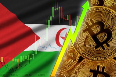 Batı Sahra bayrak ve eğilim birçok altın bitcoins ile büyüyen cryptocurrency