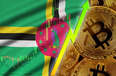 Dominika bayrak ve eğilim birçok altın bitcoins ile büyüyen cryptocurrency