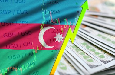 Azerbaycan Bayrağı ve bize para bir yelpaze ile dolar pozisyon büyüyen grafik