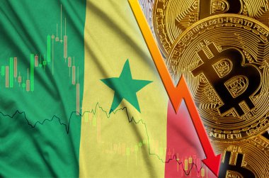 Senegal bayrak ve eğilim ile birçok altın bitcoins düşen cryptocurrency
