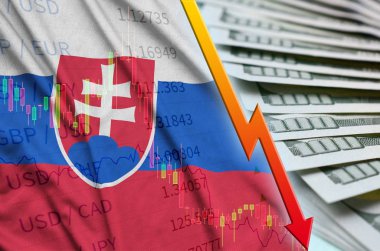 Slovakya bayrağı ve bize düşen Doları pozisyon dolar faturaları bir fan ile grafik