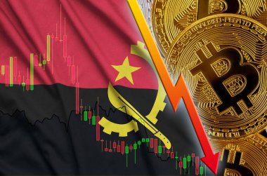 Angola bayrağı ve eğilim ile birçok altın bitcoins düşen cryptocurrency