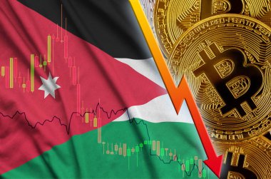 Jordan bayrak ve eğilim ile birçok altın bitcoins düşen cryptocurrency