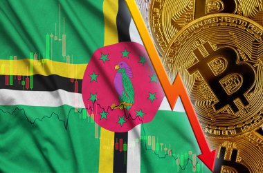 Dominika bayrak ve eğilim ile birçok altın bitcoins düşen cryptocurrency