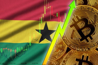 Gana bayrak ve eğilim birçok altın bitcoins ile büyüyen cryptocurrency