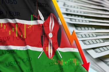 Kenya bayrak ve bize düşen Doları pozisyon dolar faturaları bir fan ile grafik