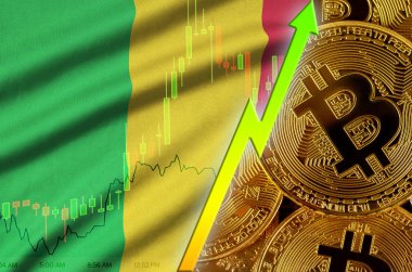 Mali bayrağı ve eğilim birçok altın bitcoins ile büyüyen cryptocurrency