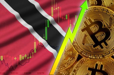 Trinidad ve Tobago bayrak ve eğilim birçok altın bitcoins ile büyüyen cryptocurrency