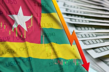 Togo bayrak ve bize düşen Doları pozisyon dolar faturaları bir fan ile grafik