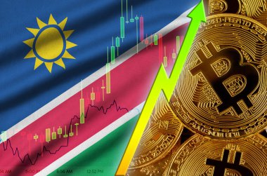 Namibya bayrak ve eğilim birçok altın bitcoins ile büyüyen cryptocurrency