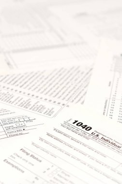 Boş gelir vergisi formları. American 1040 bireysel gelir vergisi iade formu. Boş ve unfilles hatları ile kağıtlar