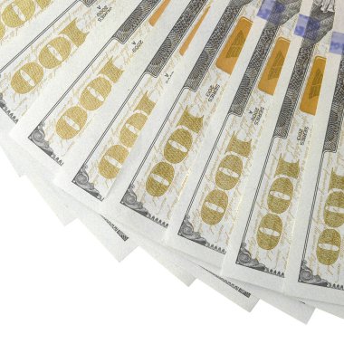 Amerikan parası bir sınır beyaz kopya alanı ile izole. Para sınırı yüz dolarlık banknotlar