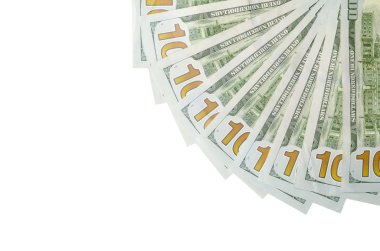 Amerikan parası bir sınır beyaz kopya alanı ile izole. Para sınırı yüz dolarlık banknotlar