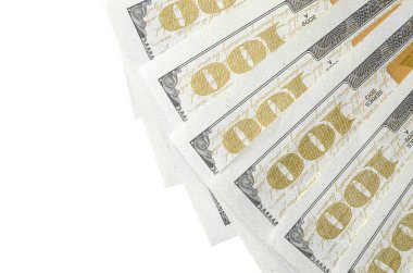 Amerikan parası bir sınır beyaz kopya alanı ile izole. Para sınırı yüz dolarlık banknotlar