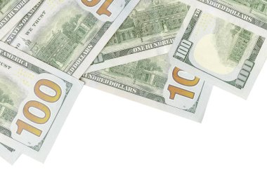 Amerikan parası bir sınır beyaz kopya alanı ile izole. Para sınırı yüz dolarlık banknotlar