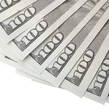 Amerikan parası bir sınır beyaz kopya alanı ile izole. Para sınırı yüz dolarlık banknotlar