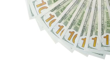 Amerikan parası bir sınır beyaz kopya alanı ile izole. Para sınırı yüz dolarlık banknotlar