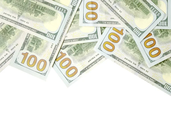 Amerikan parası bir sınır beyaz kopya alanı ile izole. Para sınırı yüz dolarlık banknotlar