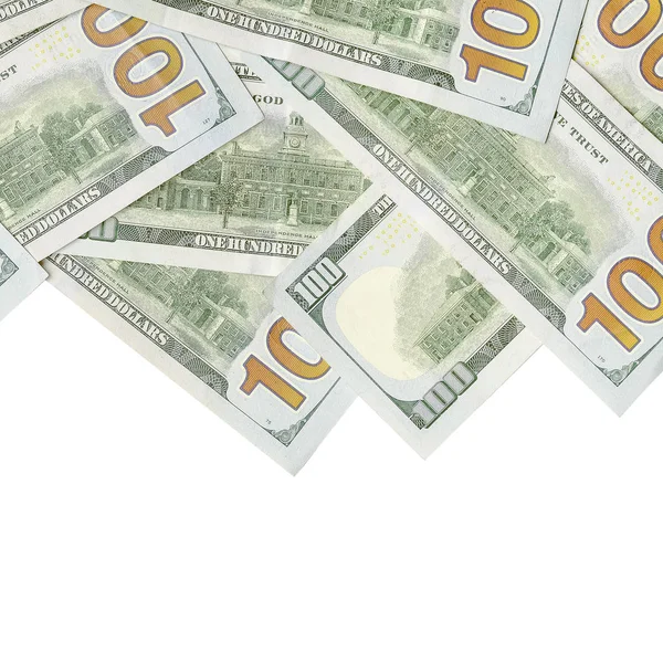 Een Grens Van Amerikaanse Geld Geïsoleerd Wit Met Kopieerruimte Geld — Stockfoto