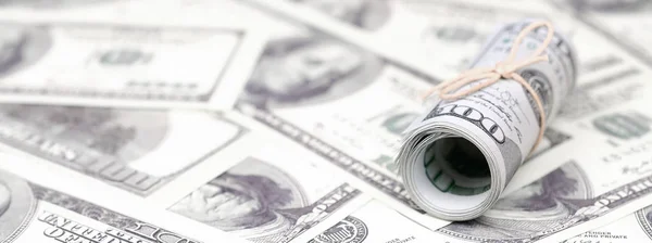 Dollari Usa Arrotolati Stretti Con Band Trova Sacco Banconote Americane — Foto Stock