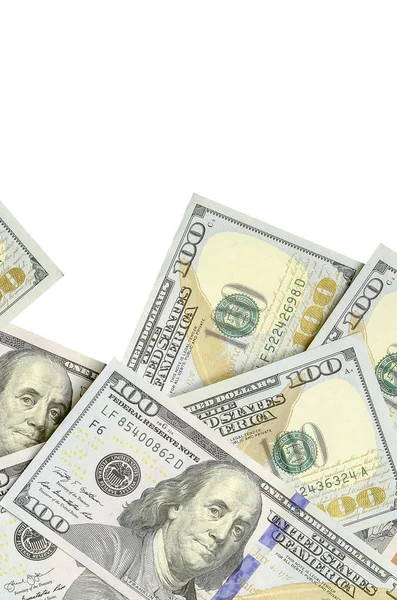 Amerikan parası bir sınır beyaz kopya alanı ile izole. Para sınırı yüz dolarlık banknotlar