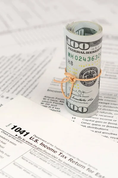 1041 Income Tax Return Estates Trusts Form Roll American Dollar — Fotografia de Stock