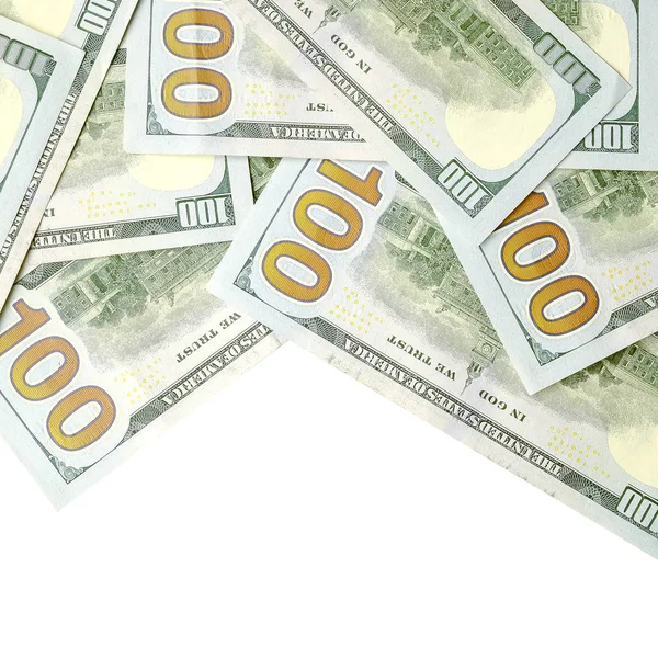 Een Grens Van Amerikaanse Geld Geïsoleerd Wit Met Kopieerruimte Geld — Stockfoto