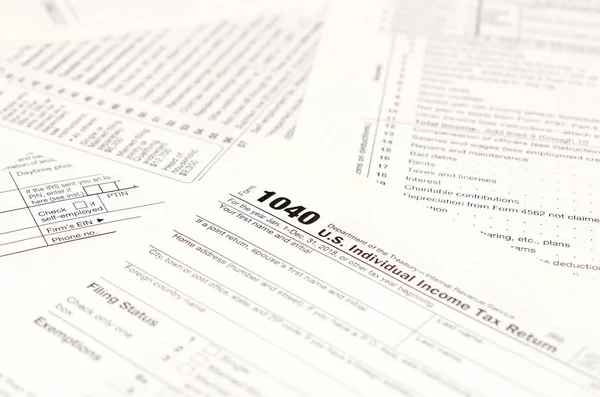 Formulários Imposto Sobre Rendimento Branco American 1040 Formulário Declaração Imposto — Fotografia de Stock
