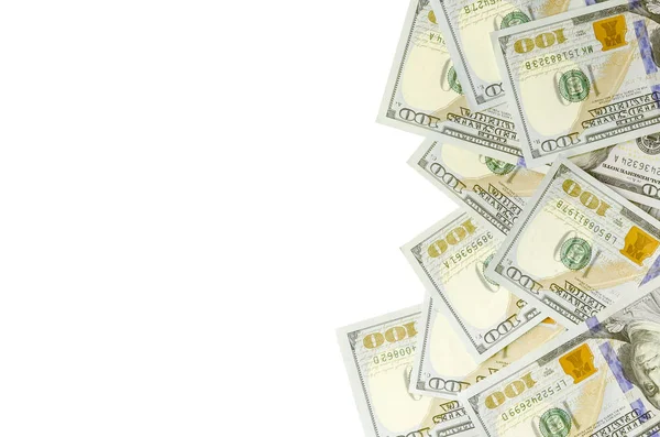 Amerikan parası bir sınır beyaz kopya alanı ile izole. Para sınırı yüz dolarlık banknotlar