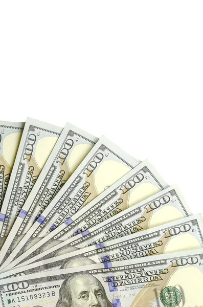 Amerikan parası bir sınır beyaz kopya alanı ile izole. Para sınırı yüz dolarlık banknotlar