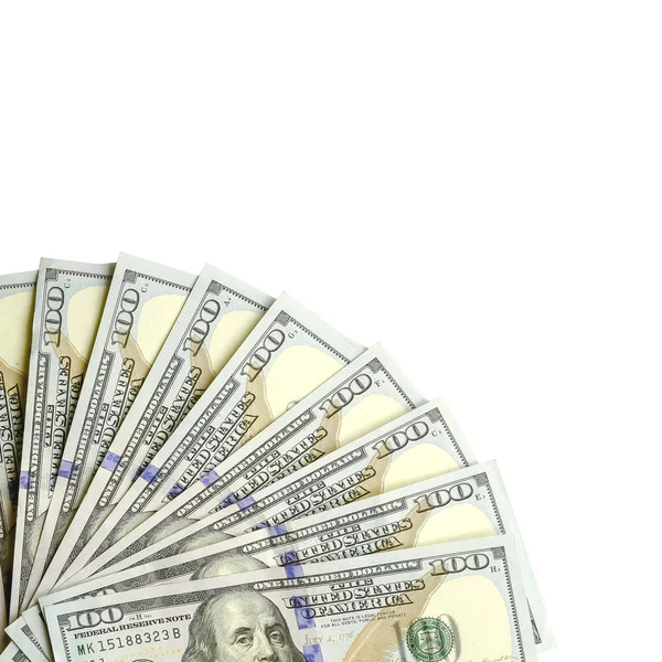 Amerikan parası bir sınır beyaz kopya alanı ile izole. Para sınırı yüz dolarlık banknotlar