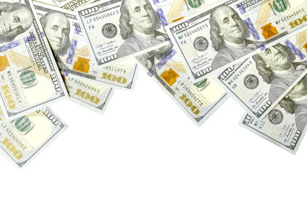 Een Grens Van Amerikaanse Geld Geïsoleerd Wit Met Kopieerruimte Geld — Stockfoto