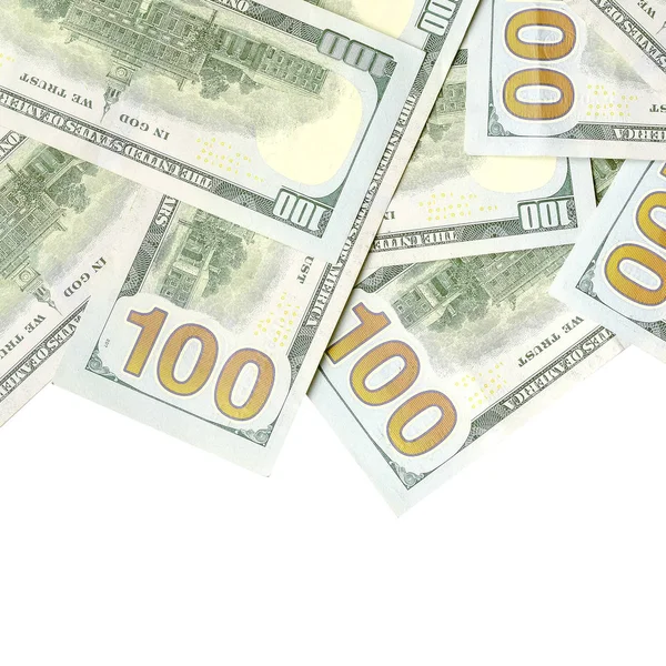 Amerikan parası bir sınır beyaz kopya alanı ile izole. Para sınırı yüz dolarlık banknotlar