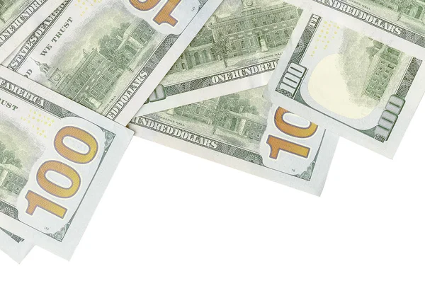 Amerikan parası bir sınır beyaz kopya alanı ile izole. Para sınırı yüz dolarlık banknotlar