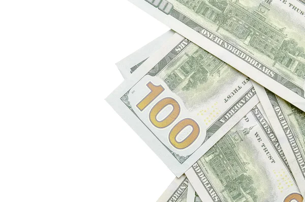 Amerikan parası bir sınır beyaz kopya alanı ile izole. Para sınırı yüz dolarlık banknotlar